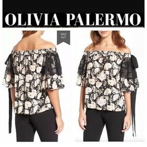 Olivia Palermo Chelsea Silk Off The Shoulder Top M
